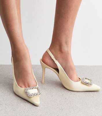 Public Desire Flint White Satin Slingback Court Shoes