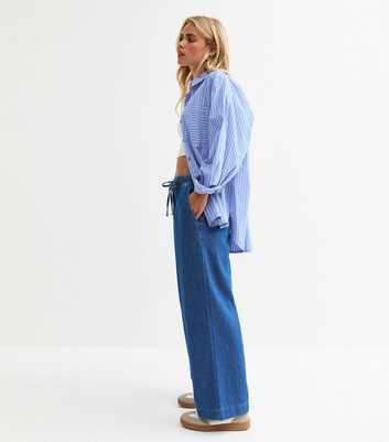 Petite Blue Denim Wide Leg Trousers