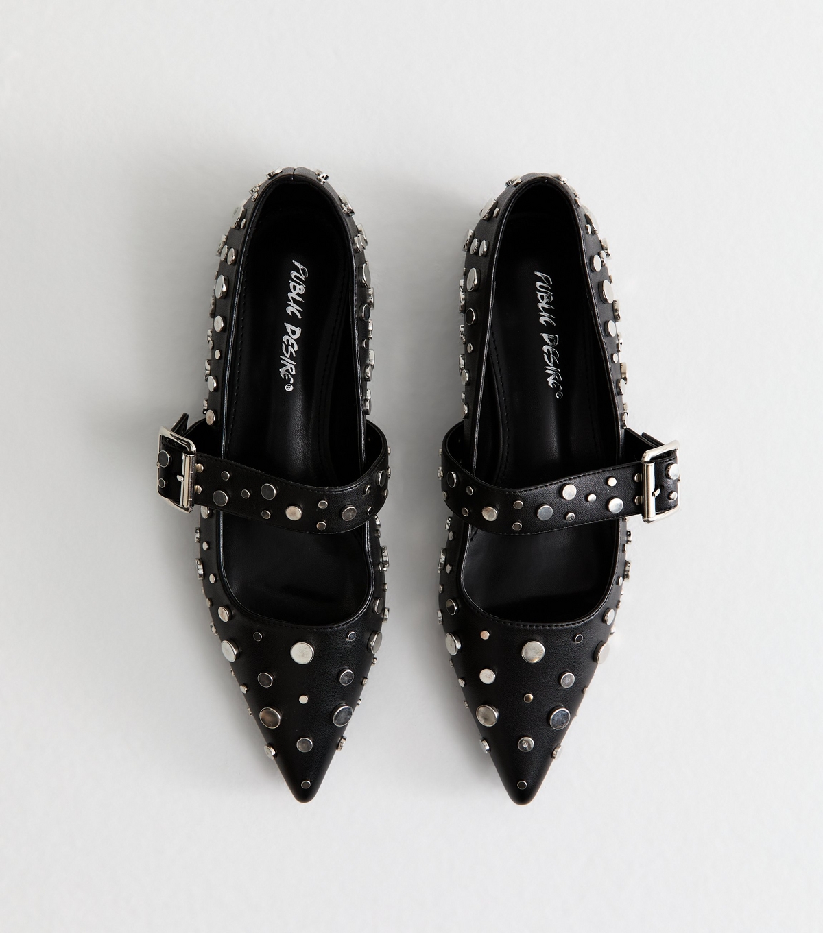 Women's Florentine Black Point Toe Flats Public Desire New Look
