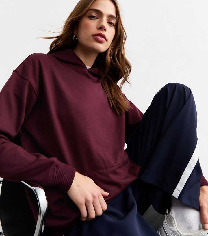 Burgundy Relaxed Pullover Hoodie 