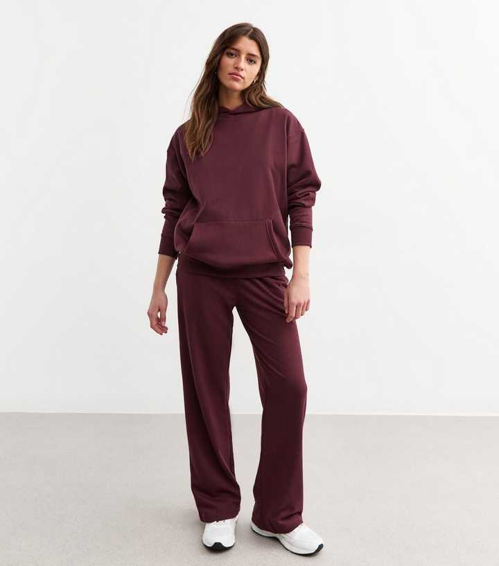 Burgundy Wide Leg Joggers