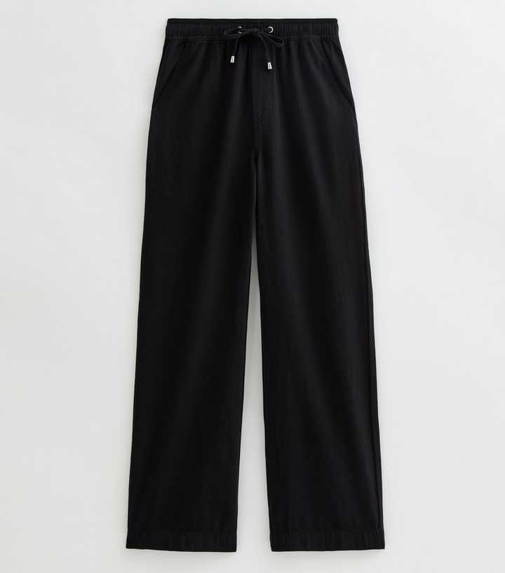 Tall Black Drawstring Waist Wide Leg Trousers
