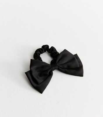 Black Satin Bow Scrunchie