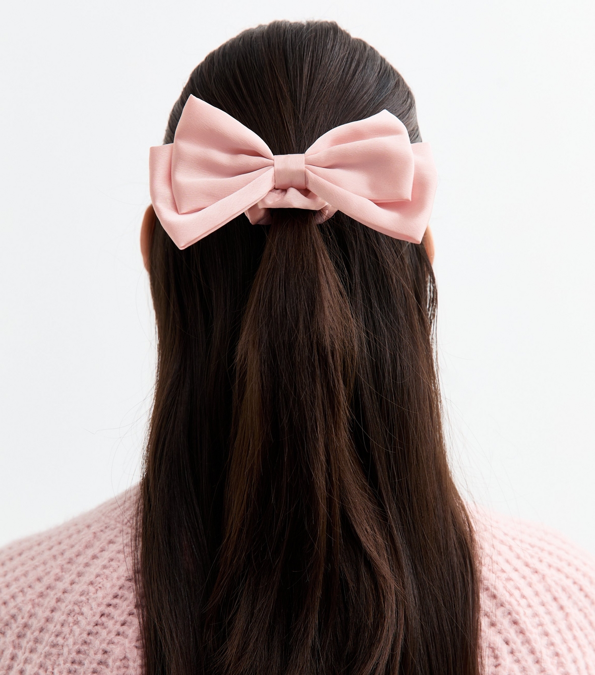 Pink Satin Double Bow Scrunchie New Look