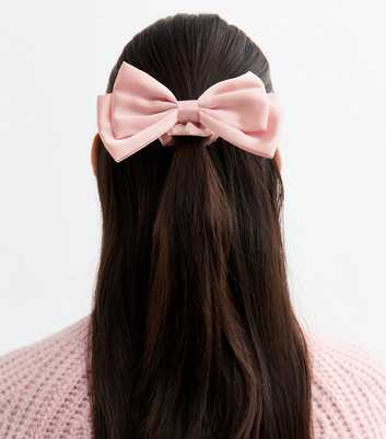 Pink Satin Double Bow Scrunchie