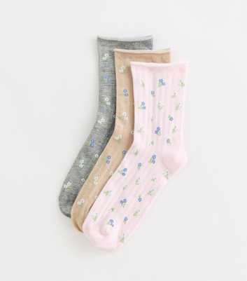 Pack of 3 Pink Floral Socks