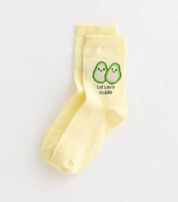 Yellow Let's Avo Cuddle Slogan Socks