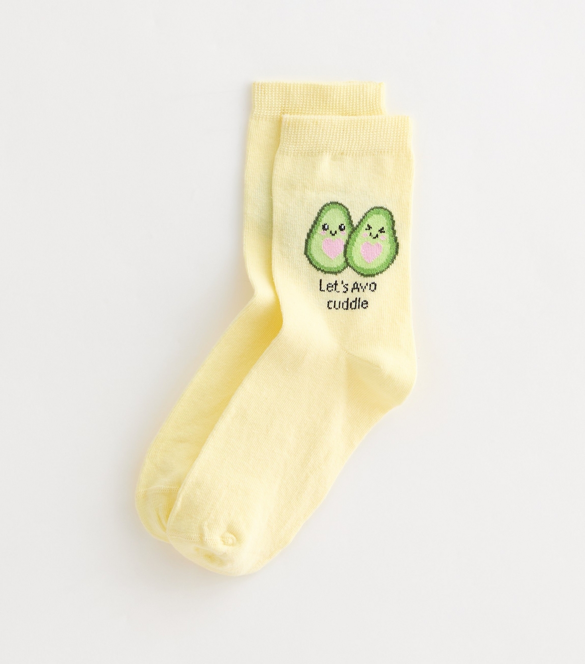Yellow Let's Avo Cuddle Slogan Socks New Look