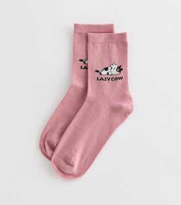 Pink Lazy Cow Socks