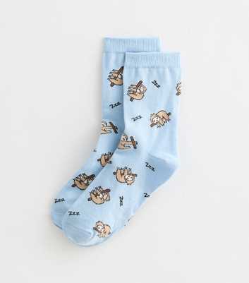 Blue Sloth Illustration Sock