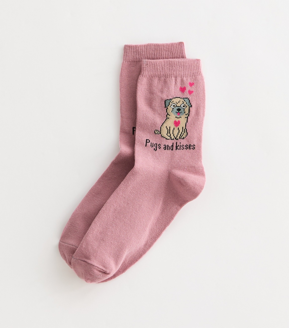 Pink Pugs and Kisses Socks New Look