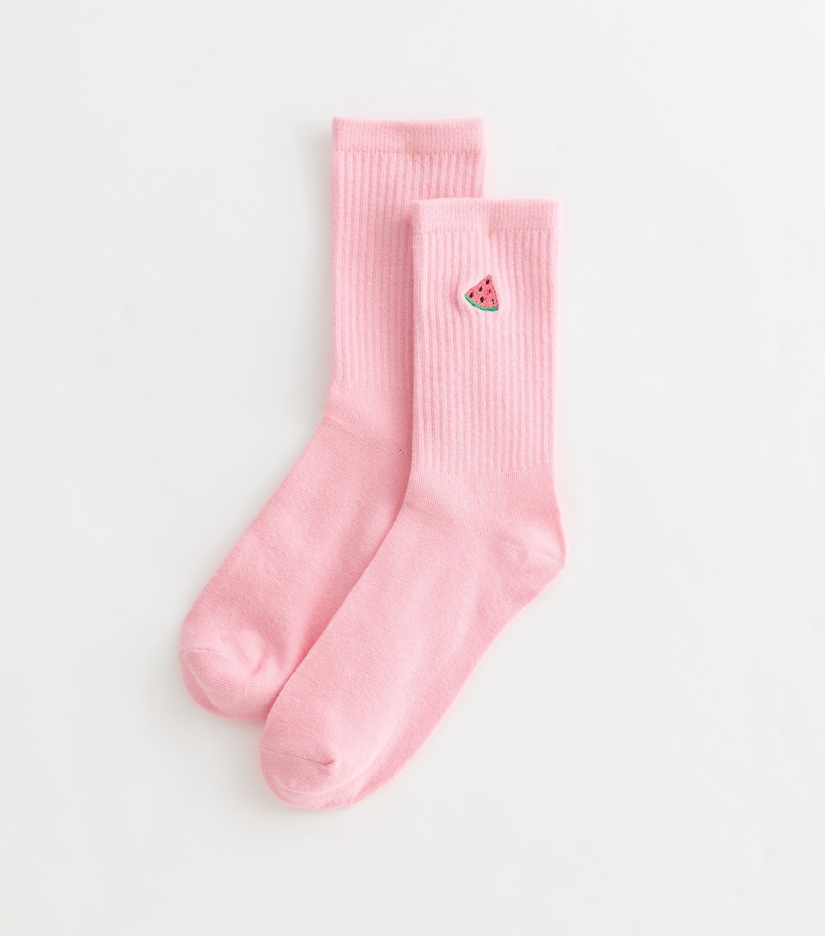 Pink Watermelon Embroidered Tube Socks New Look