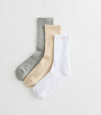 Pack of 3 Light Grey Tonal Tube Socks