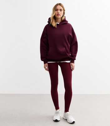 Burgundy Ribbed Seamless Leggings