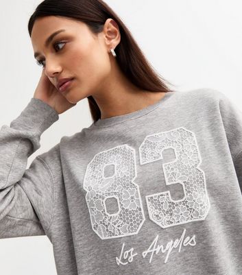 Grey 83 Lace Embellished Jersey Sweatshirt New Look