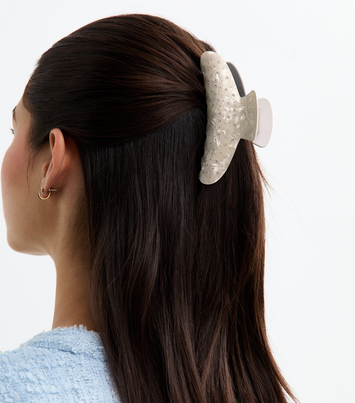 Cream Diamanté Scatter Hair Claw Clip New Look