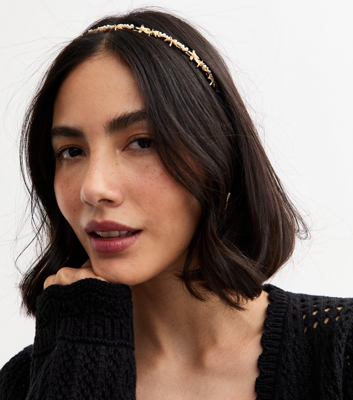 Gold Starfish Faux Pearl Headband New Look