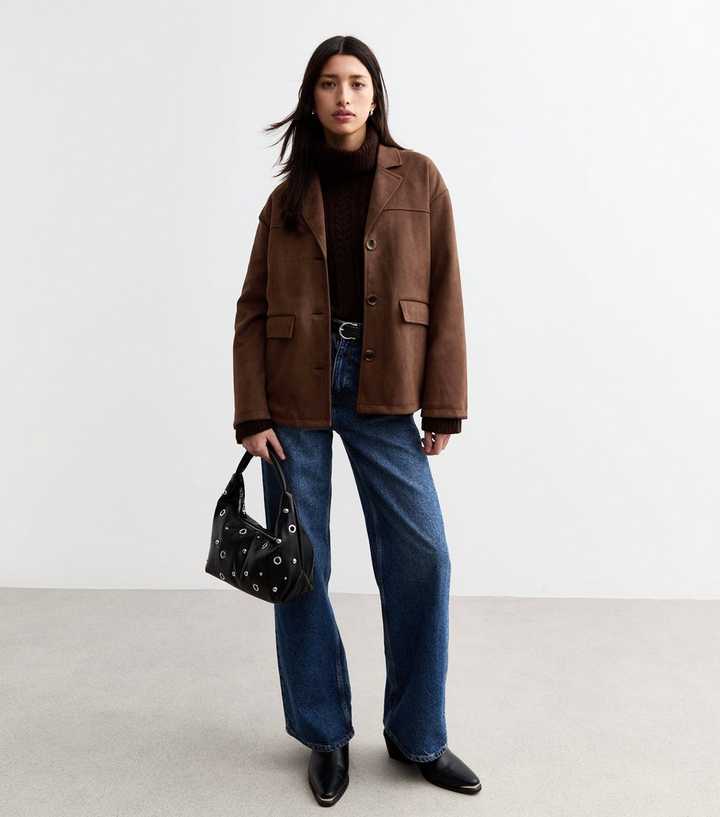 Brown Soft Faux Suede Lightweight Blazer