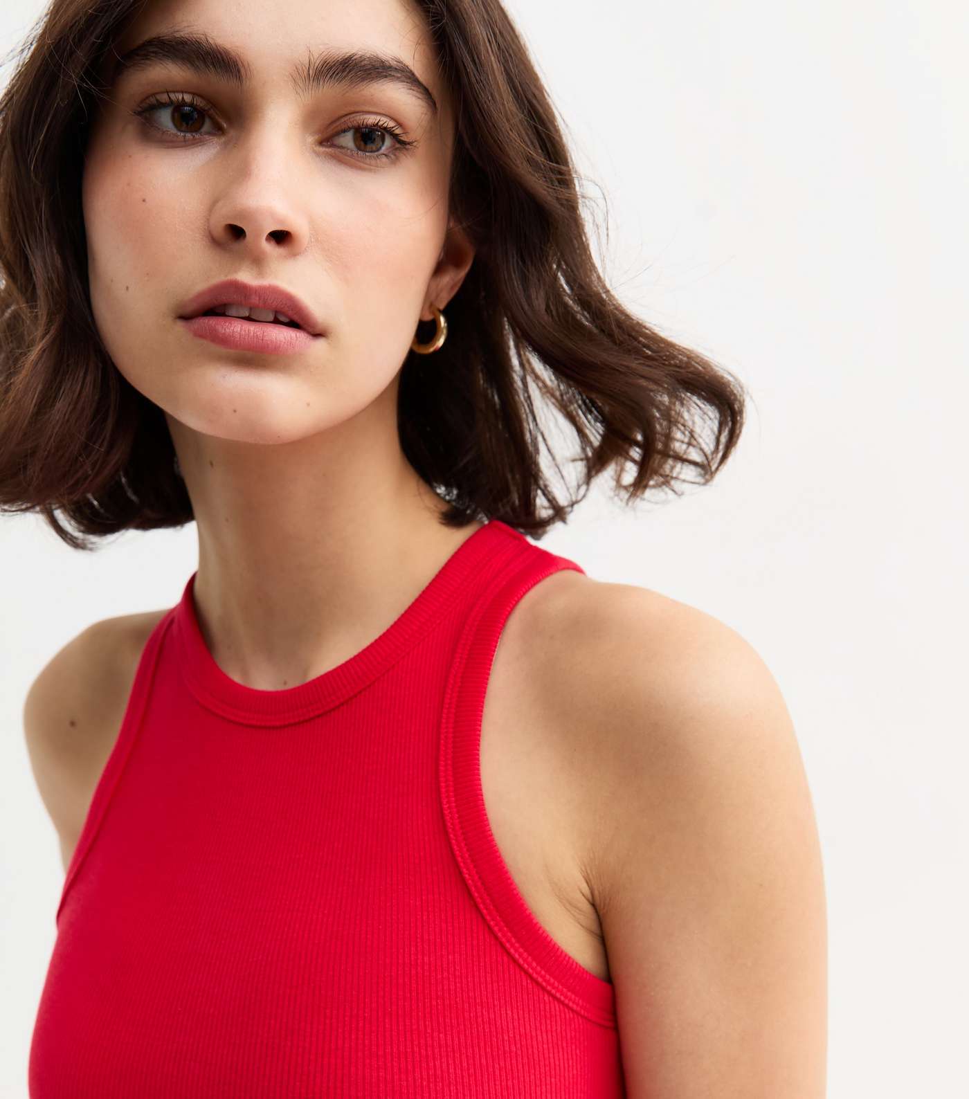 Red Rib Jersey Racer Vest | New Look
