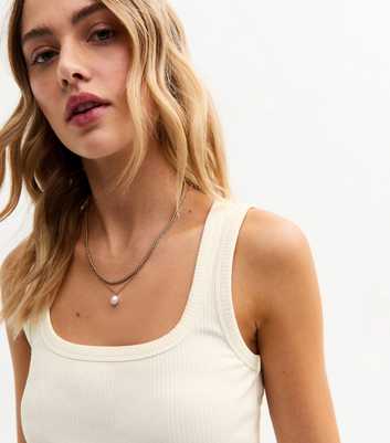 Cream Ribbed Square Neck Vest Top