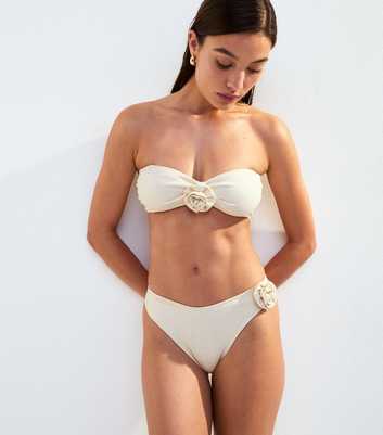 Cream Rose Applique Bikini Bottoms