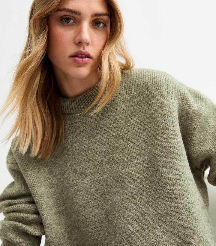 Light Green Oversized Crew Neck Jumper