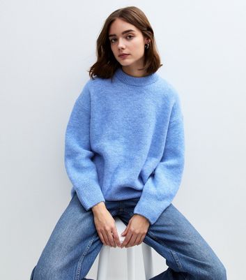 Oversized Jumpers Zara Womens Jumpers Uk Blue Oversized Crew Neck