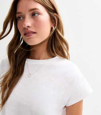 White Slit Hem Jersey Top