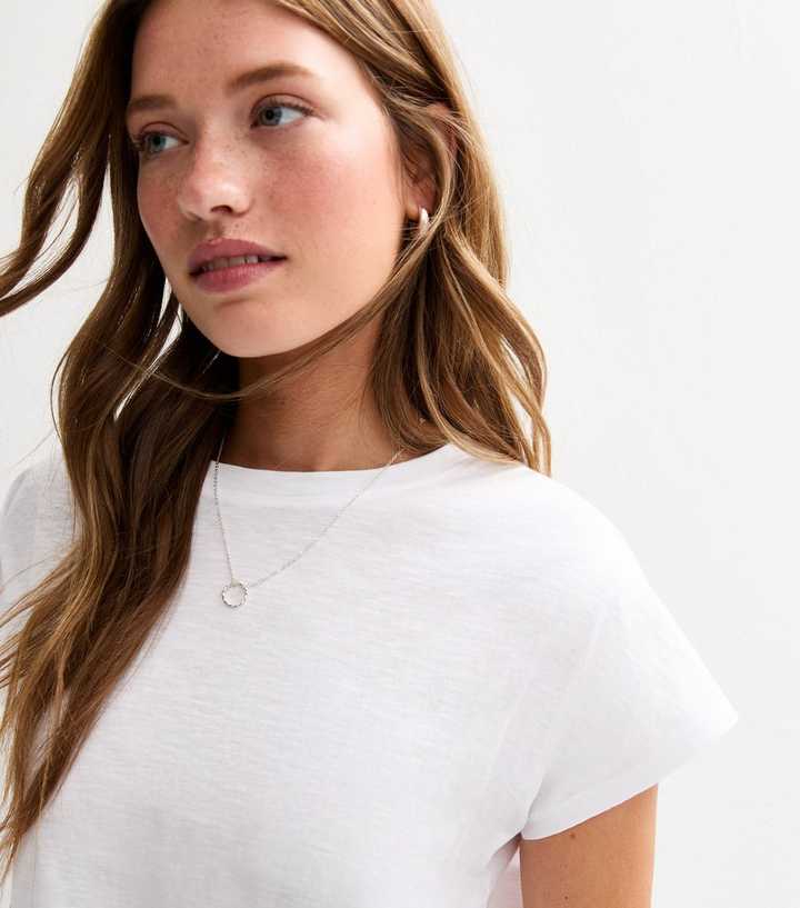 White Slit Hem Jersey Top