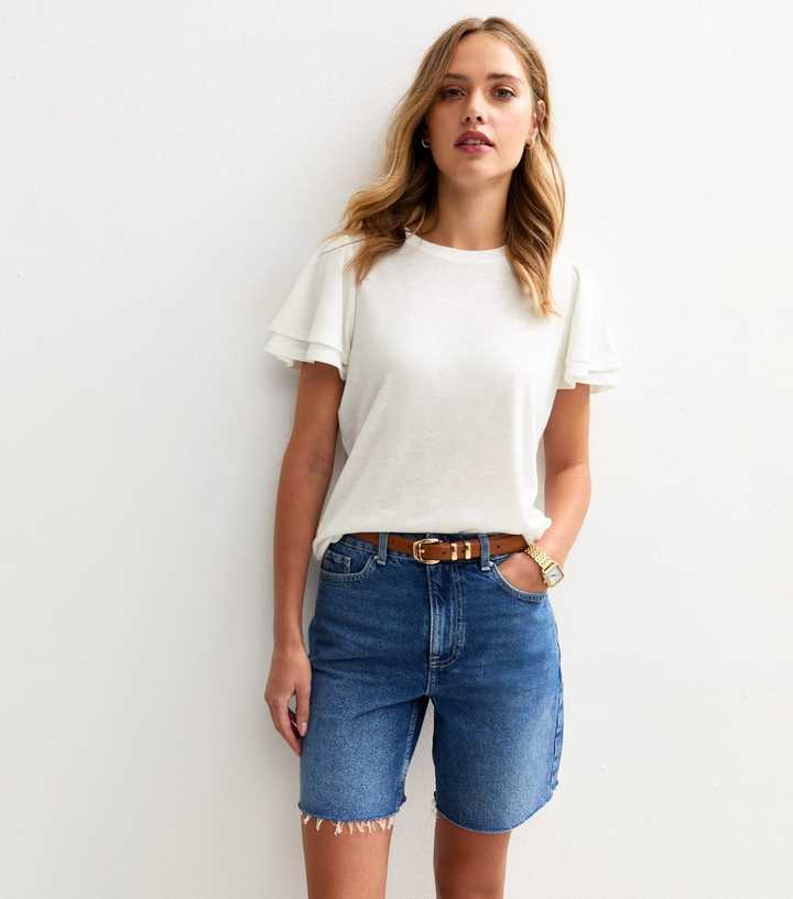 White Flutter Sleeve T-Shirt