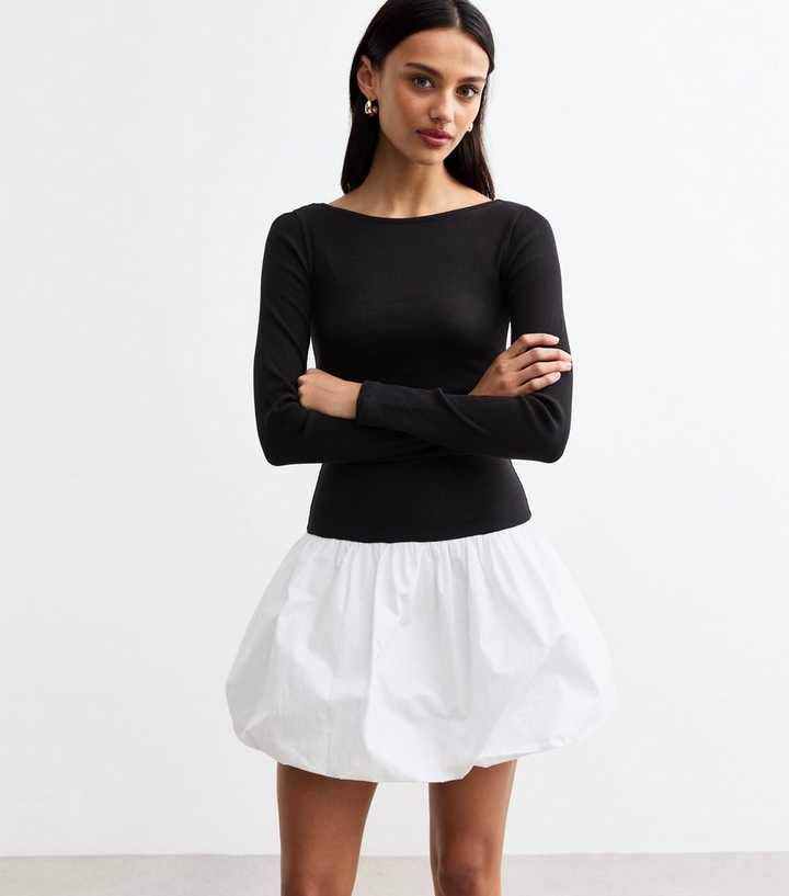 Black And White Bubble Hem Micro Mini Dress | New Look Black And White Bubble Hem Micro Mini Dress | New Look