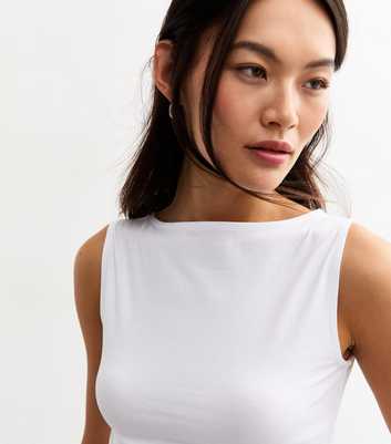 White Slash Neck Vest