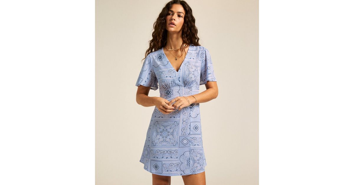 princess polly baby blue dress Zimmermann Blue Bandana Dress by Zimmermann main image 0