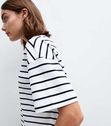 White Premium Heavyweight Cotton Striped Boxy Tee