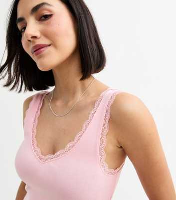 Pink Lace Trimmed Jersey Vest