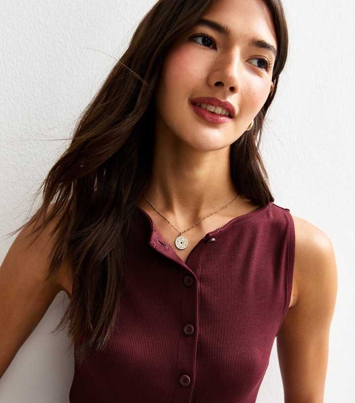 Dark Burgundy Rib Jersey Vest