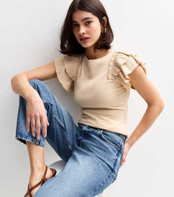 Mink Ruffle Trim Rib Jersey Vest