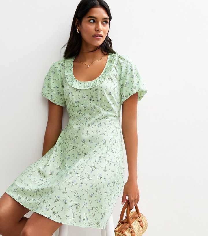 Mini Print Graphics Design Blue Floral Print Mini Dress | New Look