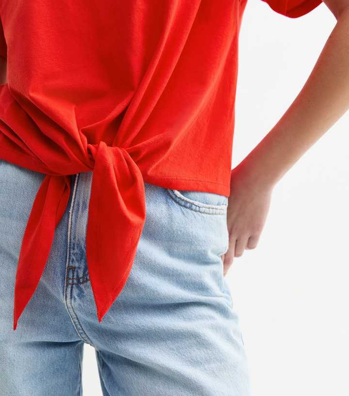 Red Tie Front T-Shirt | New Look