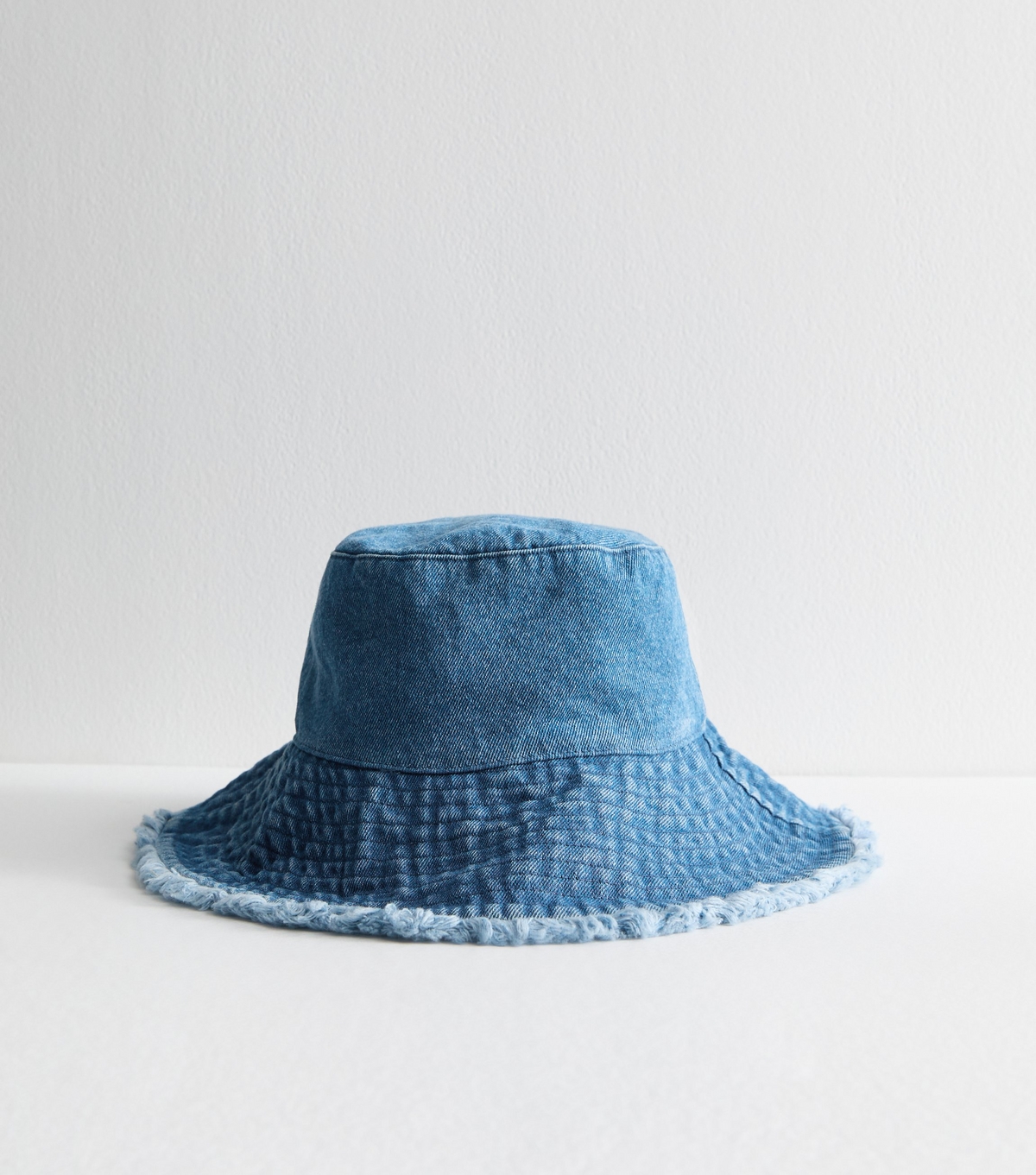 Blue Tie Strap Oversized Denim Bucket Hat New Look