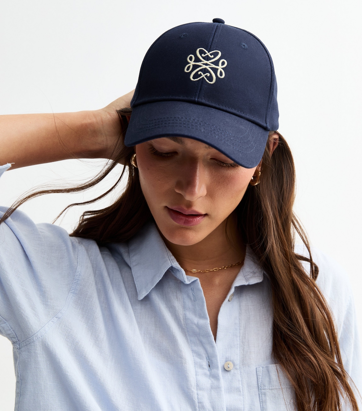 Navy Emblem Embroidered Cap New Look