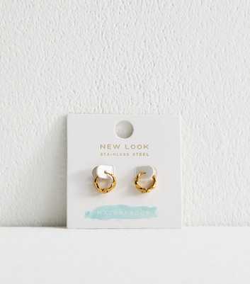 Gold Tone Waterproof Chain Hoop Earrings