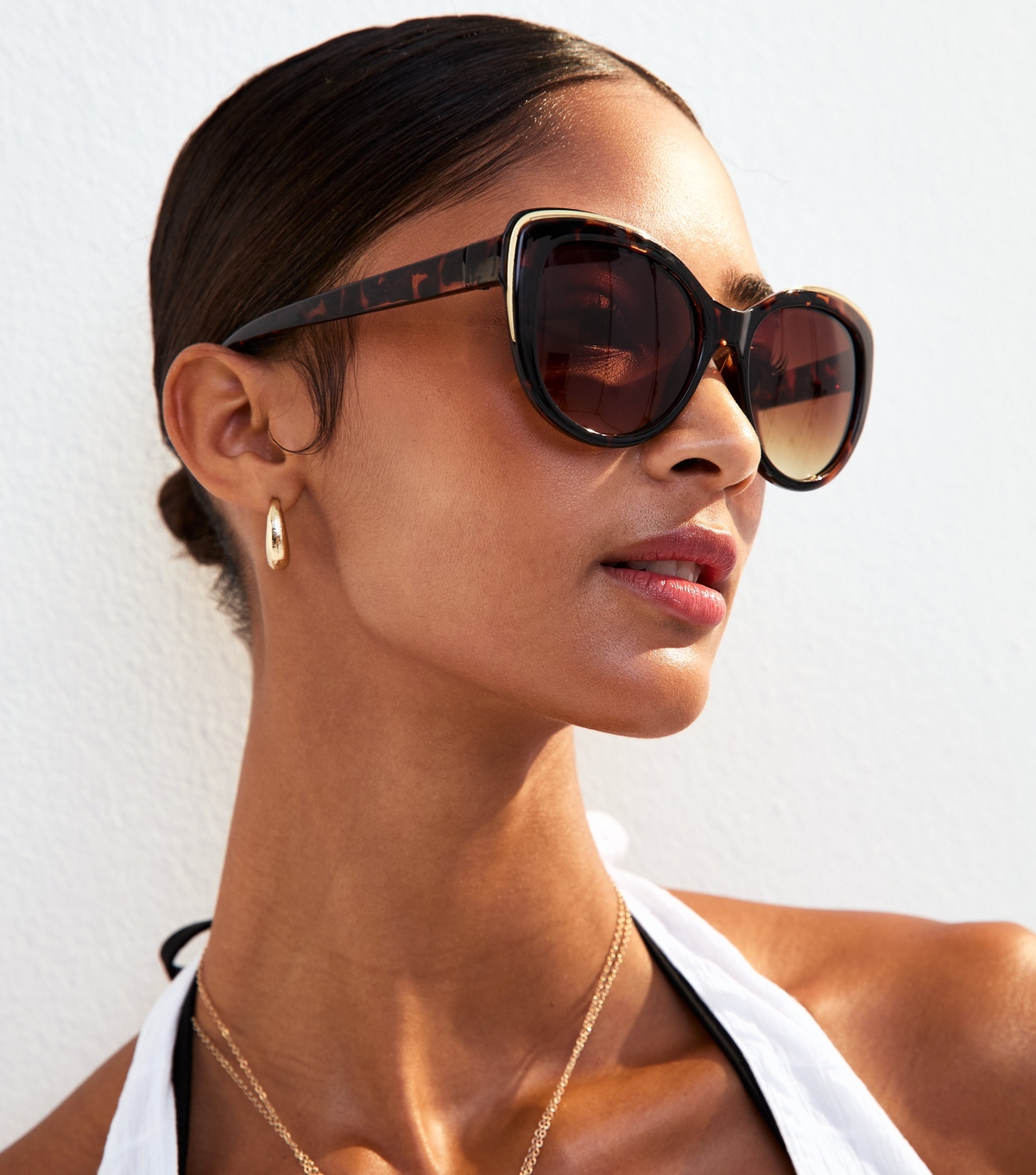 Dark Brown Tortoiseshell Cat Eye Sunglasses New Look