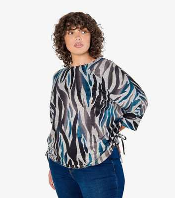 Apricot Curves Grey Zebra Drawstring Top