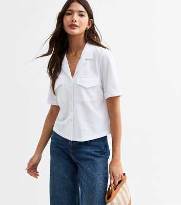 Off White Jersey Pique Short Sleeve Shirt