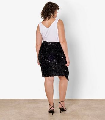 Outfit Plus Size Sequin Pencil Skirt Black Sequin Plus Size Sequin