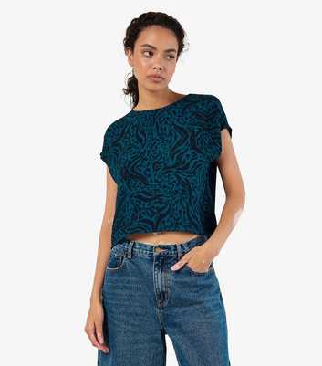 Apricot Blue Textured Cropped Top