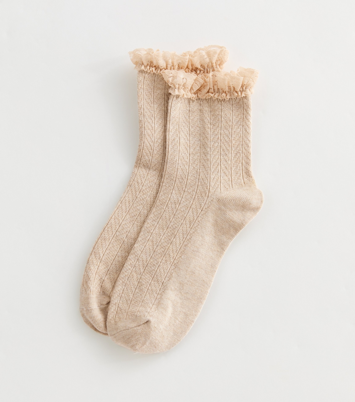 Cream Cable Frill Trim Socks New Look