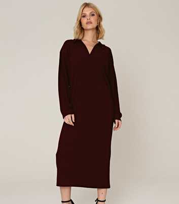 WKNDGIRL Burgundy Long Sleeve Midi Dress