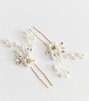 Pack of 2 Faux Pearl Flower Hair Pins